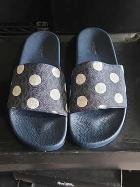 Michael Kors Navy Blue Polka Dot Slide Sandals - Men